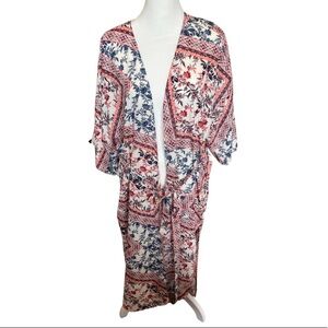 Geometric floral kimono style duster OSFM